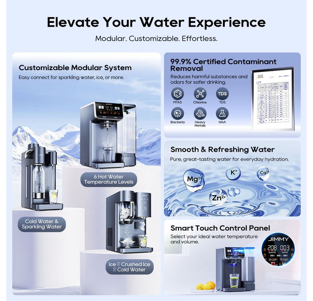 Jimmy Wasserfilter M9 Pro Arbeitsplatte Umkehrosmose- Wasserfilter für Trinkwasser, Remineralisierung, Echtzeit-TDS-Anzeige Bild 2