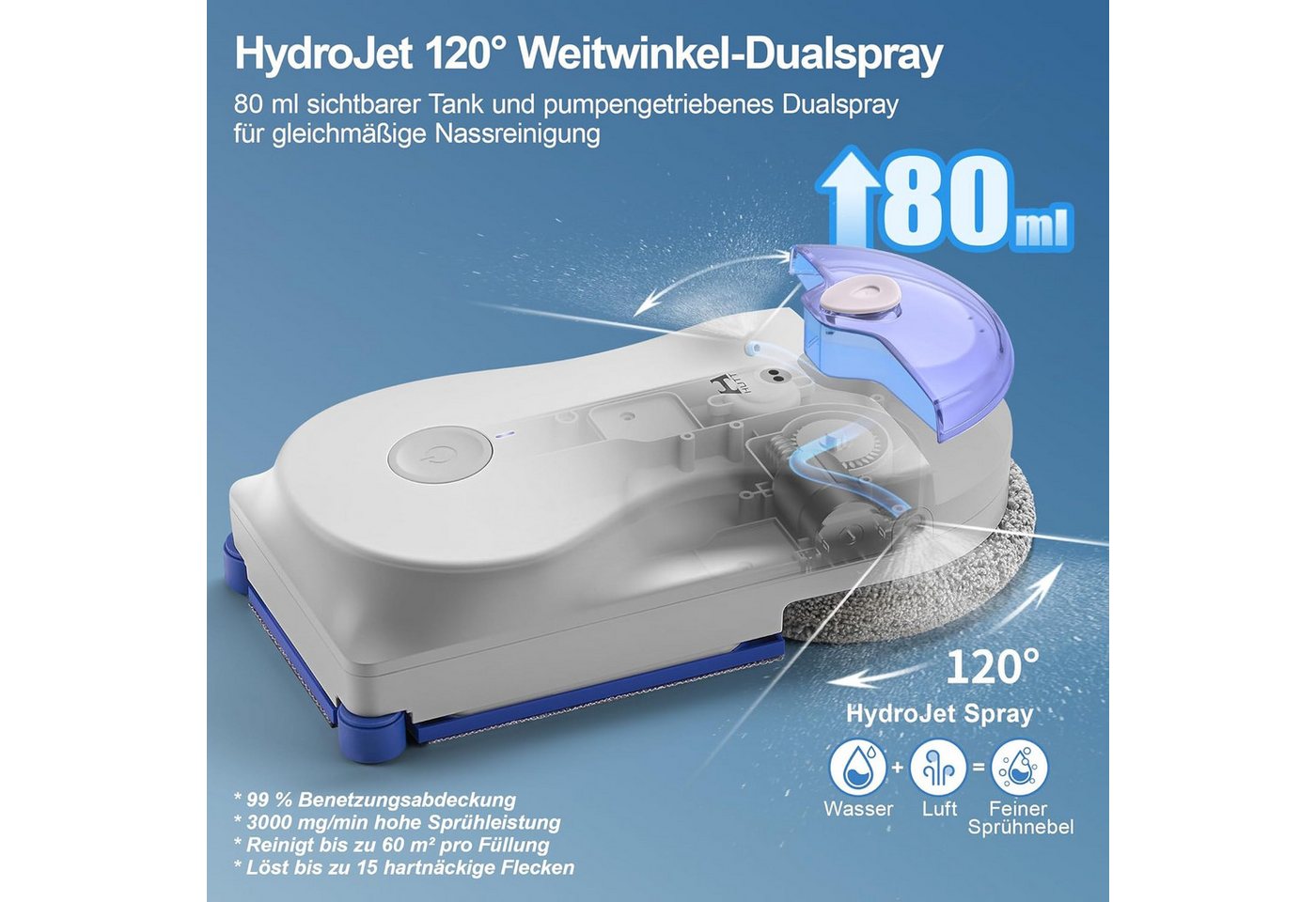 HUTT Fenstersauger R10 Fensterputzroboter, Hybrid Nass-Trocken Reinigungssystem,7000pa, (1-St) Anti-Drop-System,Automatische Fensterreinigung Bild 5