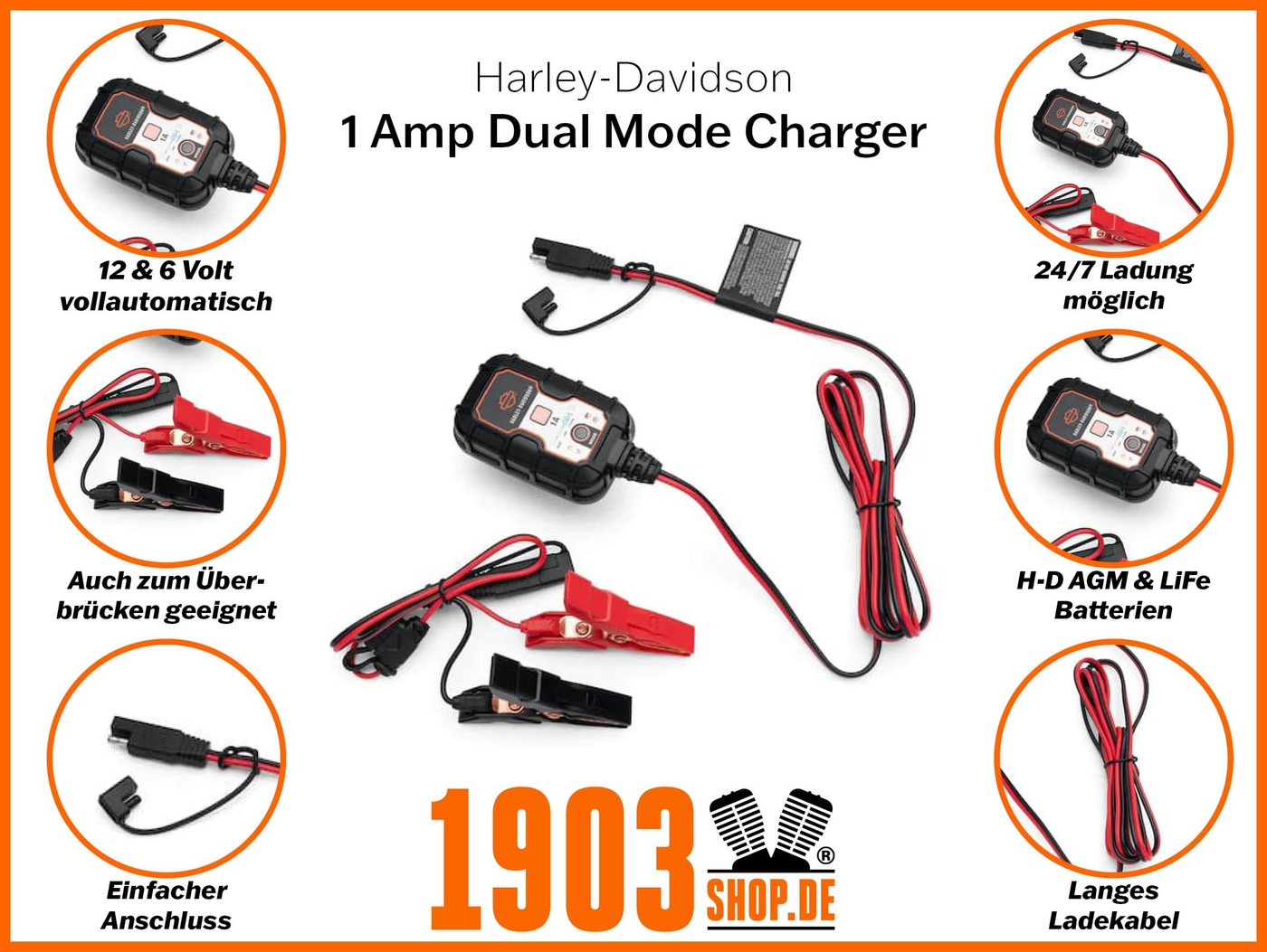 HARLEY-DAVIDSON Batterie-Ladegerät (1 mA, Wasserdichtes Ladegerät 1 AMP - Batterytender - 66000308) Bild 5