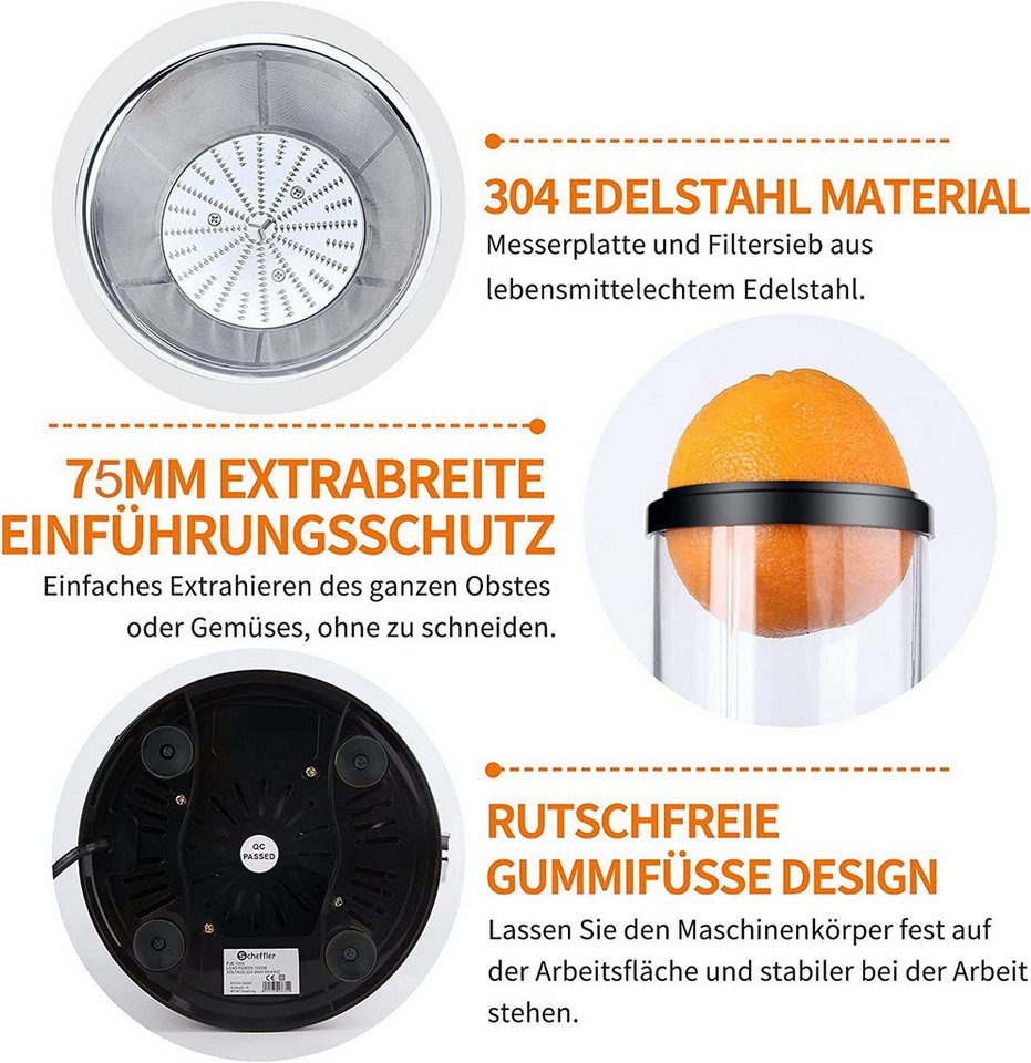 wohnTRAUM24 Entsafter Entsafter, Entsafter Gemüse und Obst, 600W Entsafter aus Edelstahl, 600 W, Schnelles Zentrifugal-Entsafter, Füllöffnung und 3 Geschwindigkeiten Bild 2
