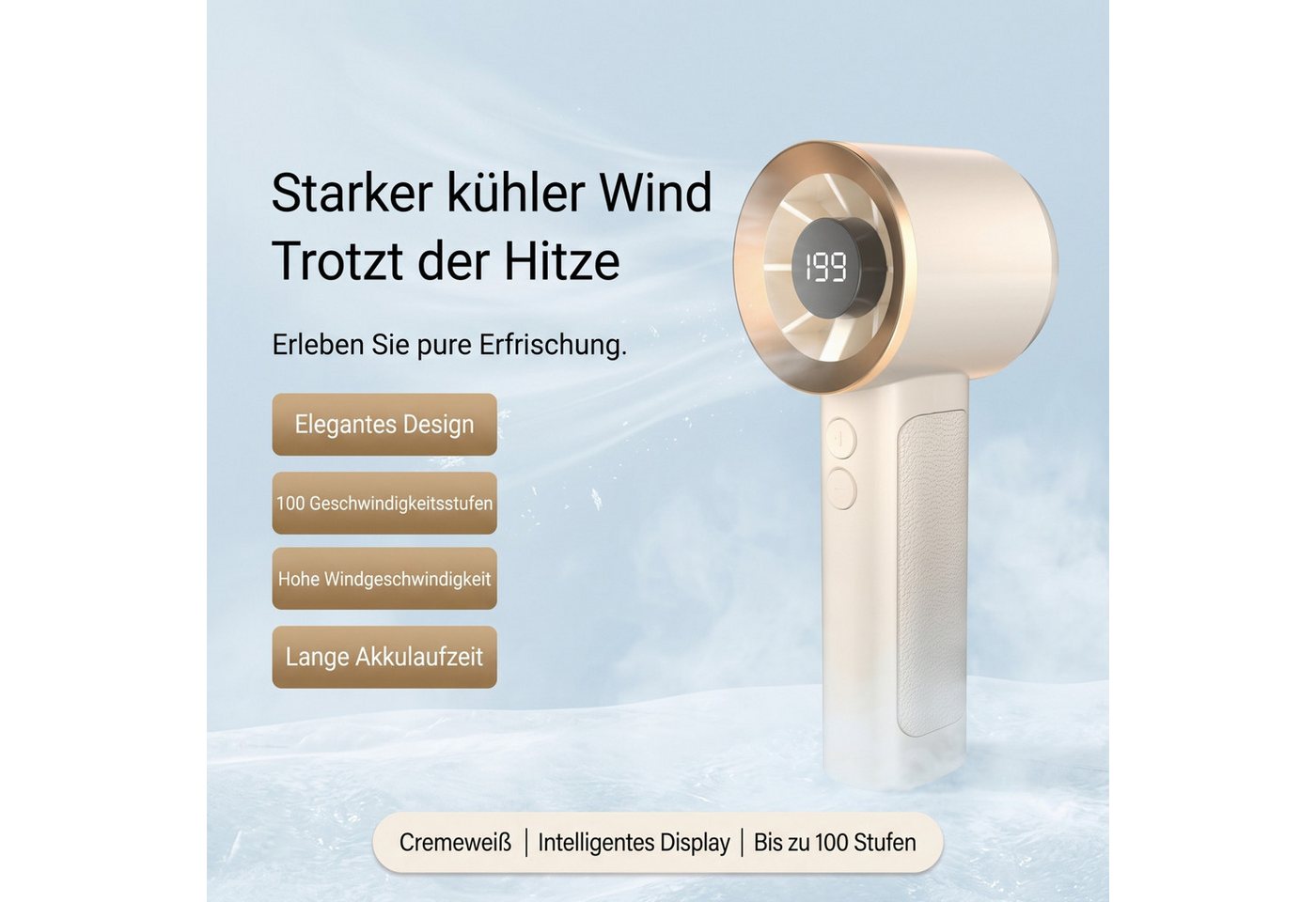 Solarandmore Handventilator Handventilator,Tragbarer Ventilator,Mini Ventilator,Tragbar, Turbo-Ventilator,Leistungsstark,Lange Akkulaufzeit,Flüsterleise