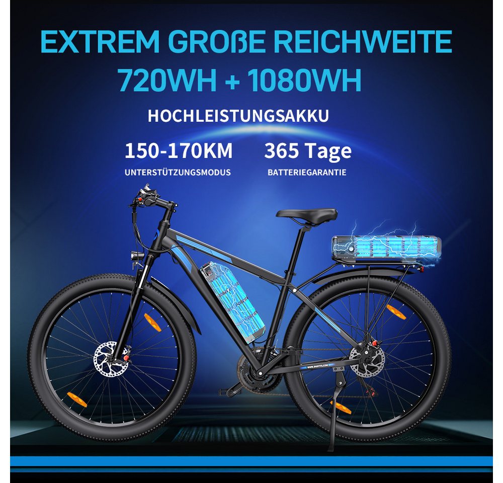 DUOTTS E-Bike Cityrad herren Elektrofahrrad 48V 37,5AH cityrad 29 Zoll damen 65Nm, Pedelec, 21 Gang, Kettenschaltung, Heckmotor, 1800 Wh, MTB E Mountainbike Pedelec Snowbike für Damen u. Herren Bild 4