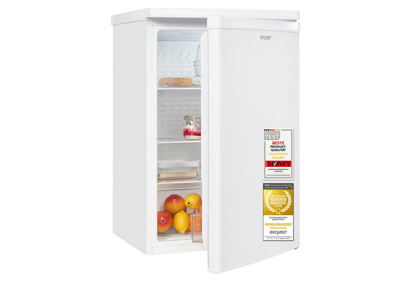 exquisit Vollraumkühlschrank KS516-V-040C, 85 cm hoch, 55 cm breit, 126 l Nutzinhalt, LED Beleuchtung, Energieklasse C, 35 dB Bild 5