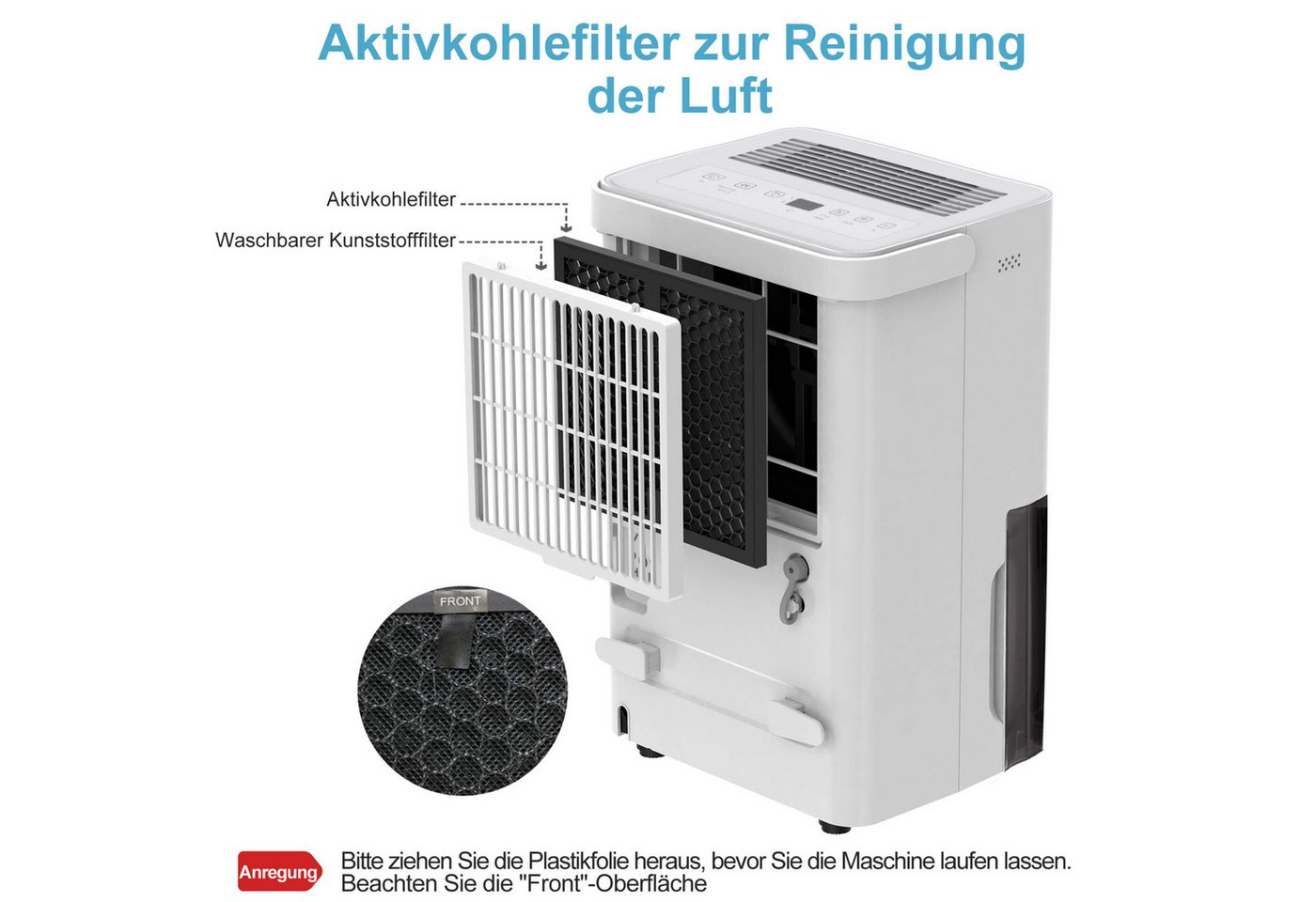 Shinco Luftentfeuchter Luftentfeuchter Elektrisch 10L,Energieeffiziente Entfeuchter für 45m³, für 45 m³ Räume, Entfeuchtung 10 l/Tag, Tank 1,7 l, 10L elektrischer Luftentfeuchter, für 45m³, leise Bild 5