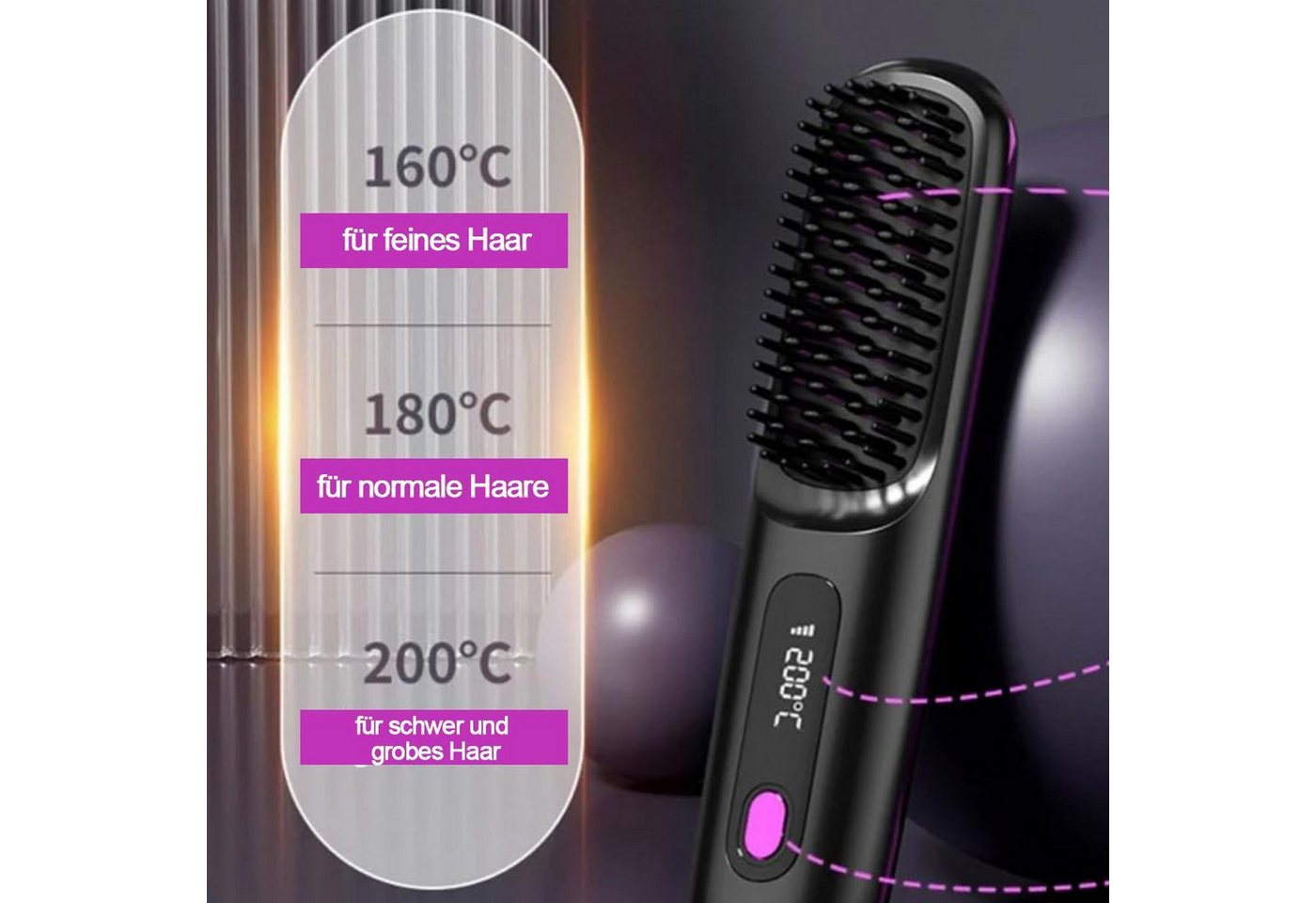 FELIXLEO Warmluftbürste Kurzhaar Stylingbürste professionell 3 Temperaturstufen alle Typen Bild 3