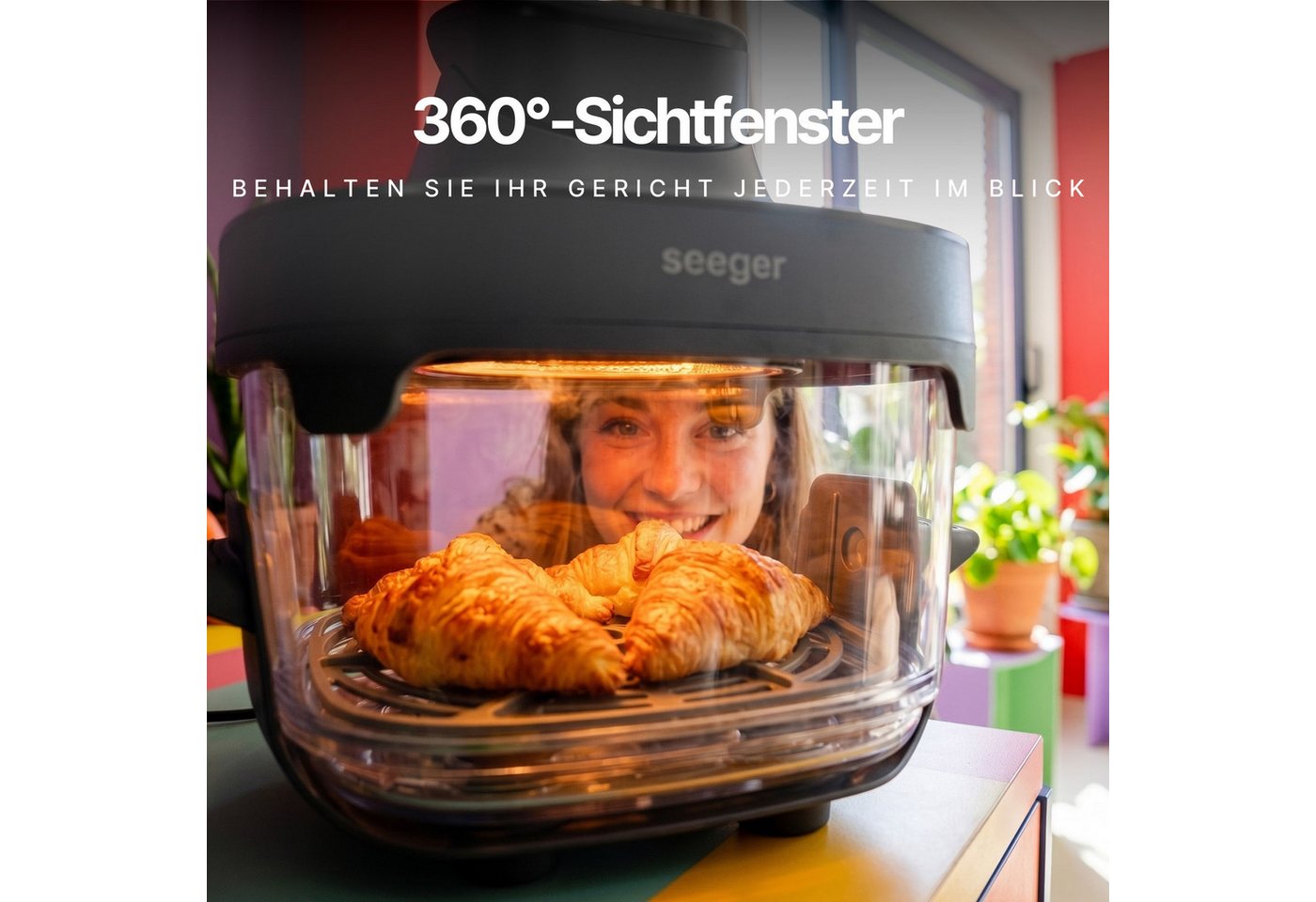 Seeger Heißluftfritteuse, 1500 W, 2,5L + 4,5L Glasbehälter