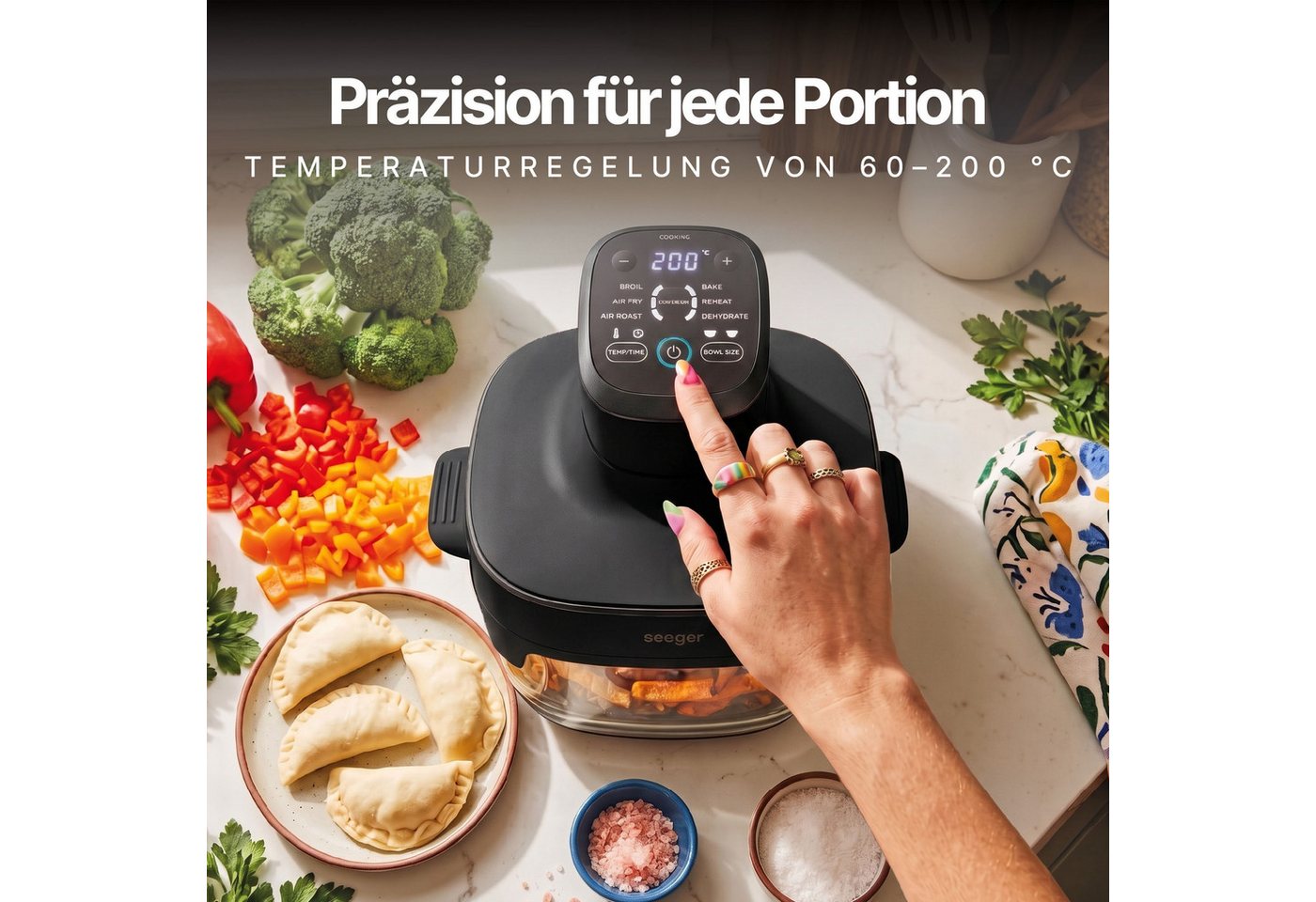 Seeger Heißluftfritteuse, 1500 W, 2,5L + 4,5L Glasbehälter Bild 2