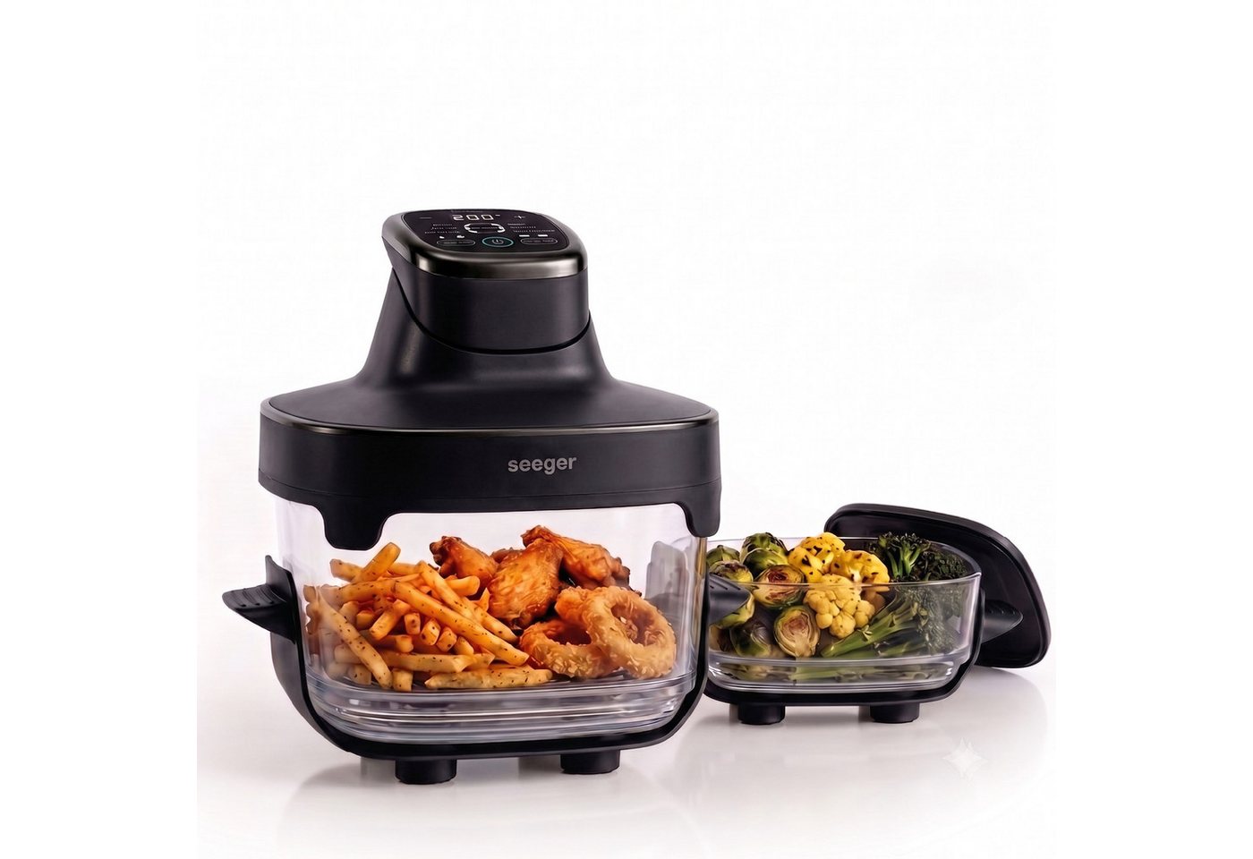 Seeger Heißluftfritteuse, 1500 W, 2,5L + 4,5L Glasbehälter Bild 5