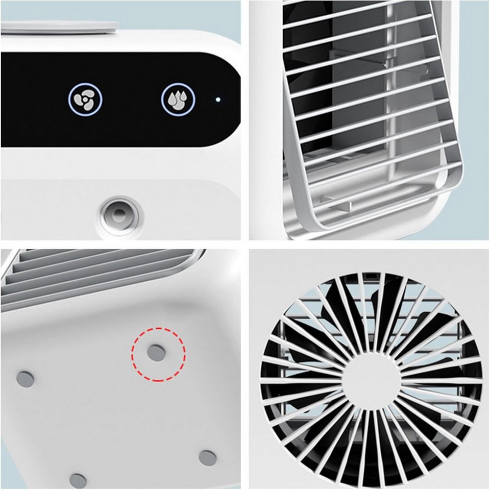 VIVIHEYDAY Ventilatorkombigerät Luftkühler/Befeuchter/Ventilator 4-in-1, Mini leise Klimaanlage, 500ml Tank, 2 Stufen, Tragbarer Wassergekühlter Sprühklimaventilator Bild 3