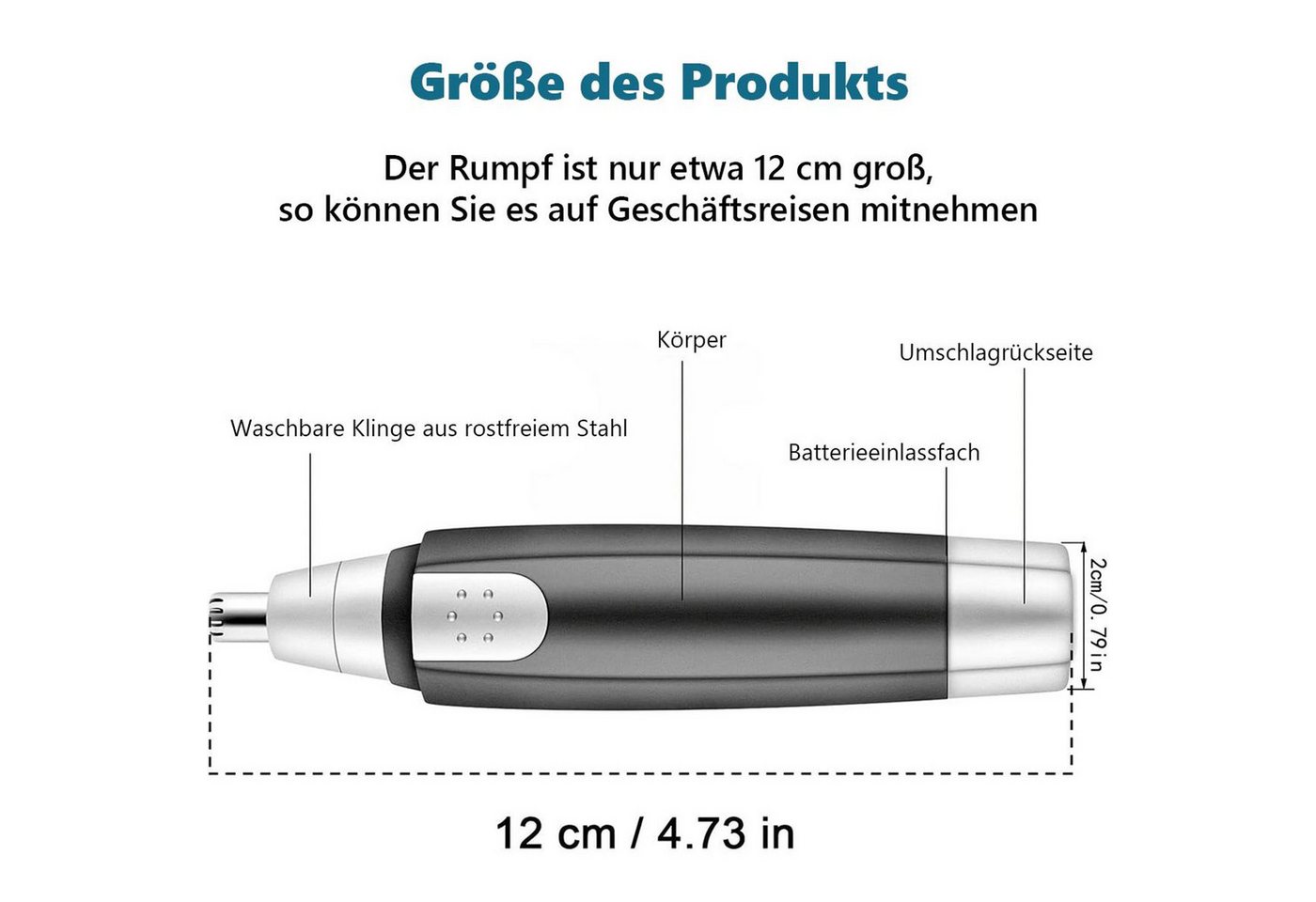 FELIXLEO Elektrogesichtshaarentferner Nasenhaartrimmer für Ohren und Gesichtshaare batteriebetrieben Bild 5
