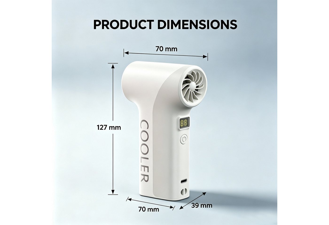MOPUEA Mini USB-Ventilator Mini Handventilator 14h Laufzeit,5 Stufen USB-C Akku ür Outdoor Bild 3
