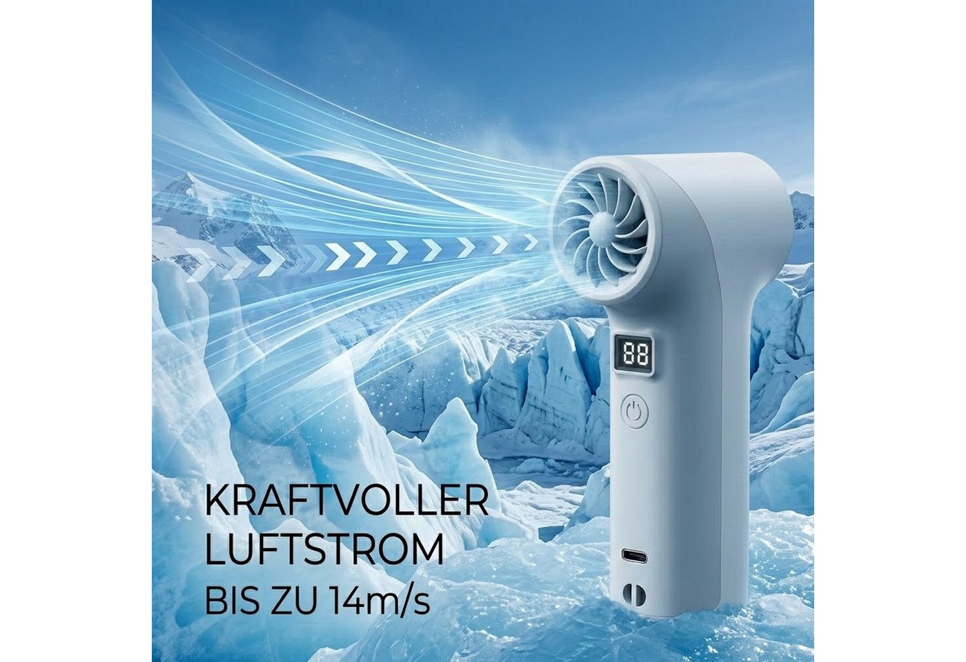 MOPUEA Mini USB-Ventilator Mini Handventilator 14h Laufzeit,5 Stufen USB-C Akku ür Outdoor Bild 5