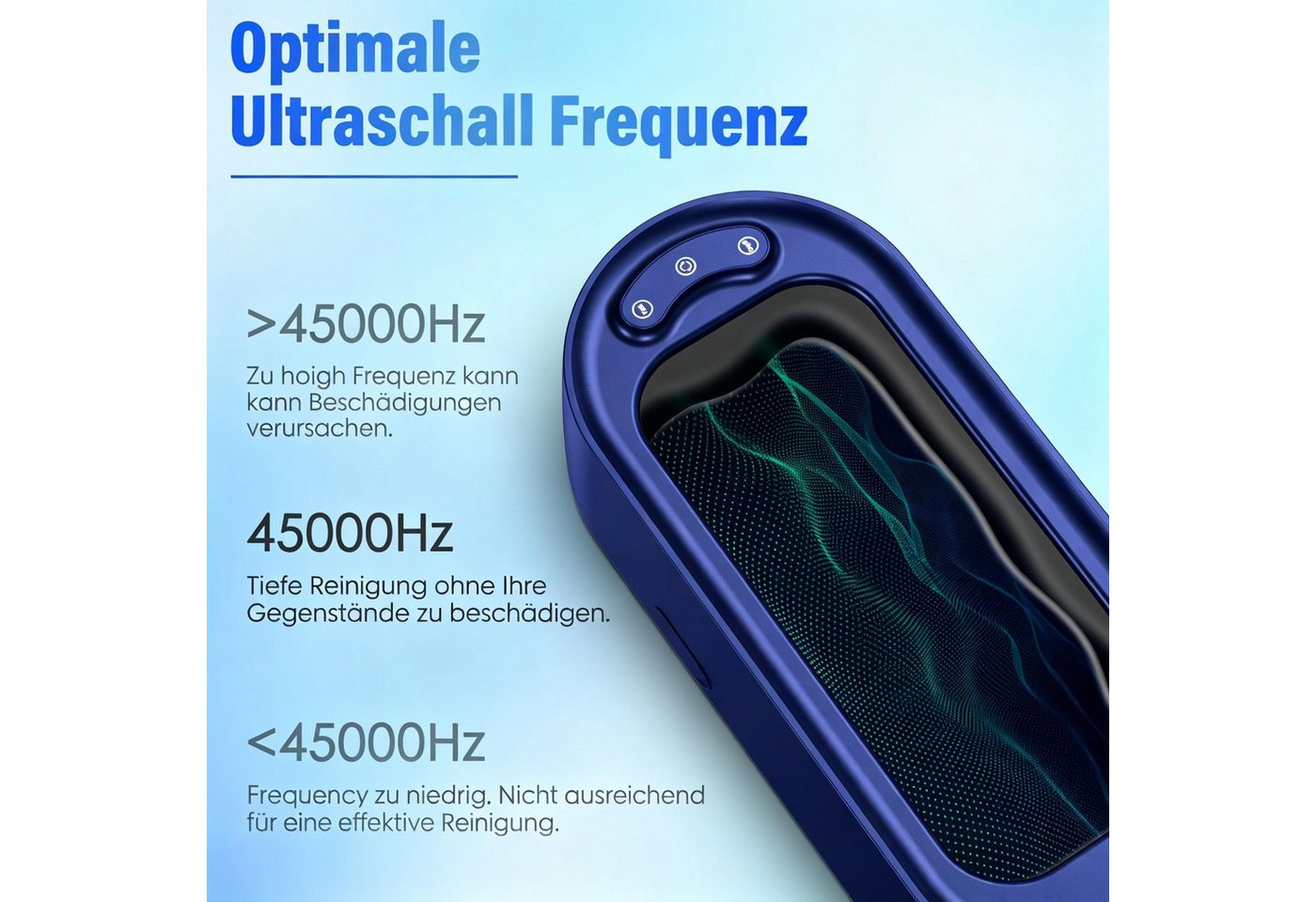 AIBISTAR Ultraschallreiniger Ultraschallreinigungsgerät brille, Reiniger Ultraschallgerät zahne, 45000Hz,2 Modi,380ml,für (Zahnersatz, Schmuck, Uhren, Rasierer u.v.m) Bild 4