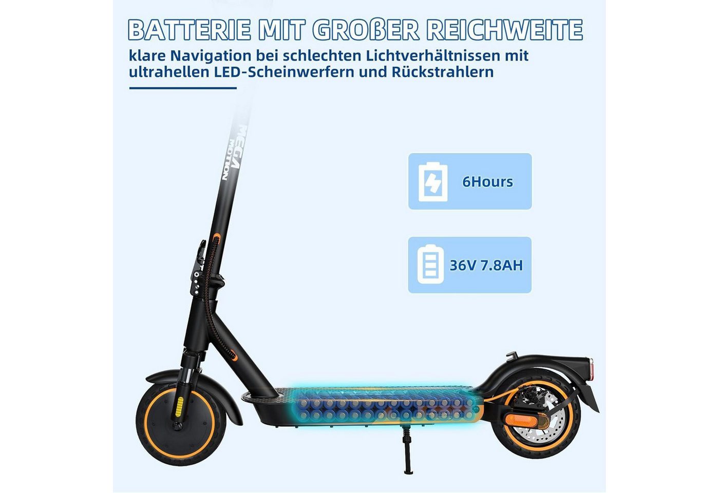 Mega Motion E-Scooter 8.5 Zoll Elektroroller 400W Motor, Max.35km mit Straßenzulassung ABE, 20 km/h, (Mit Schutzblechen und Aufbewahrungstasche), 2 Stoßdämpfer mit Tasche, APP, 15kg, für Erwachsene Bild 3