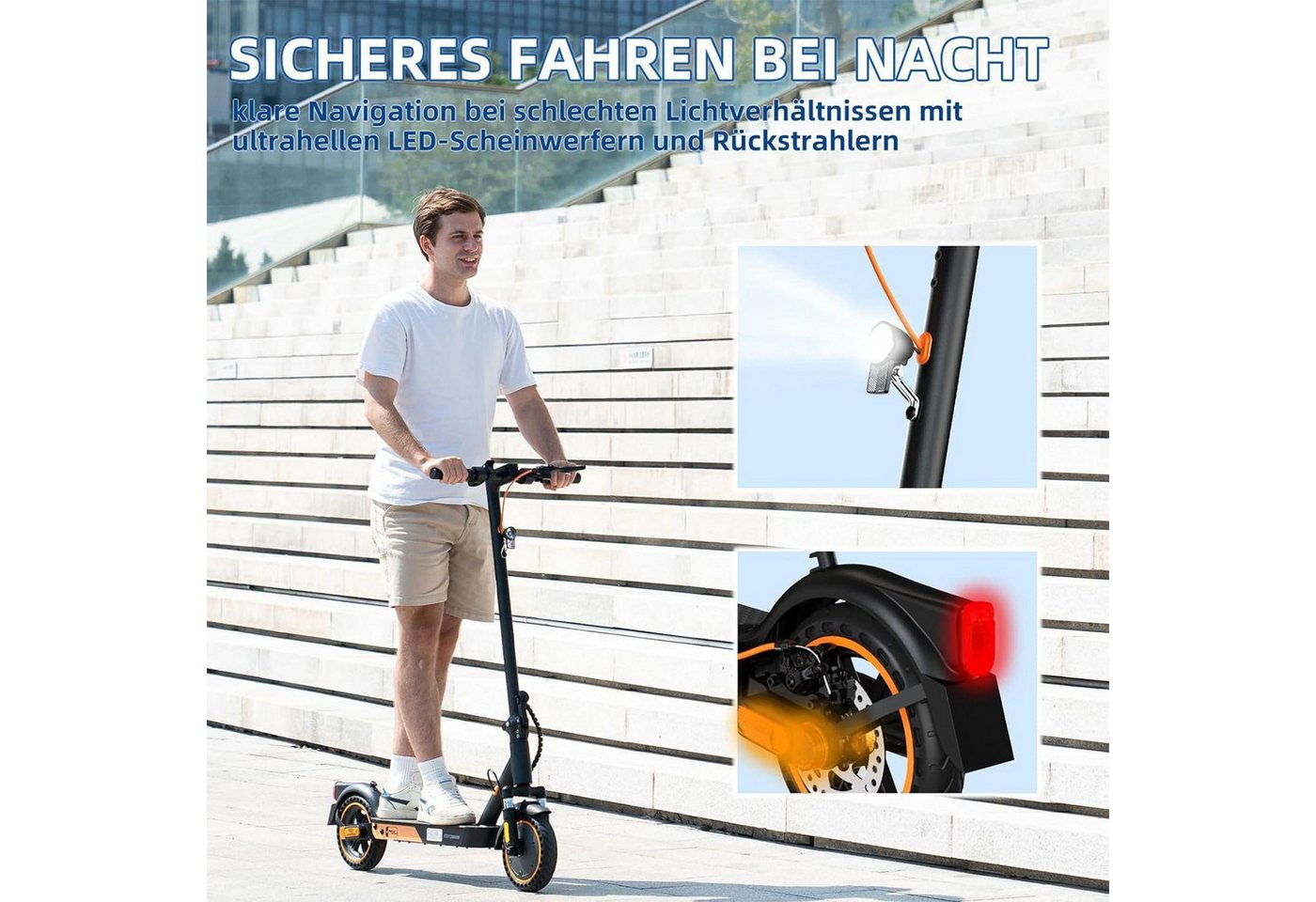 Mega Motion E-Scooter 8.5 Zoll Elektroroller 400W Motor, Max.35km mit Straßenzulassung ABE, 20 km/h, (Mit Schutzblechen und Aufbewahrungstasche), 2 Stoßdämpfer mit Tasche, APP, 15kg, für Erwachsene Bild 4