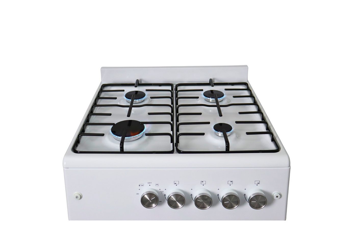 Gasline Gas-Standherd Gasbackofen mit Thermostat SHGG6060FG, weiß, Vollzündsicherung, 60 cm Breit, Grill, Umluft, LPG/Erdgas