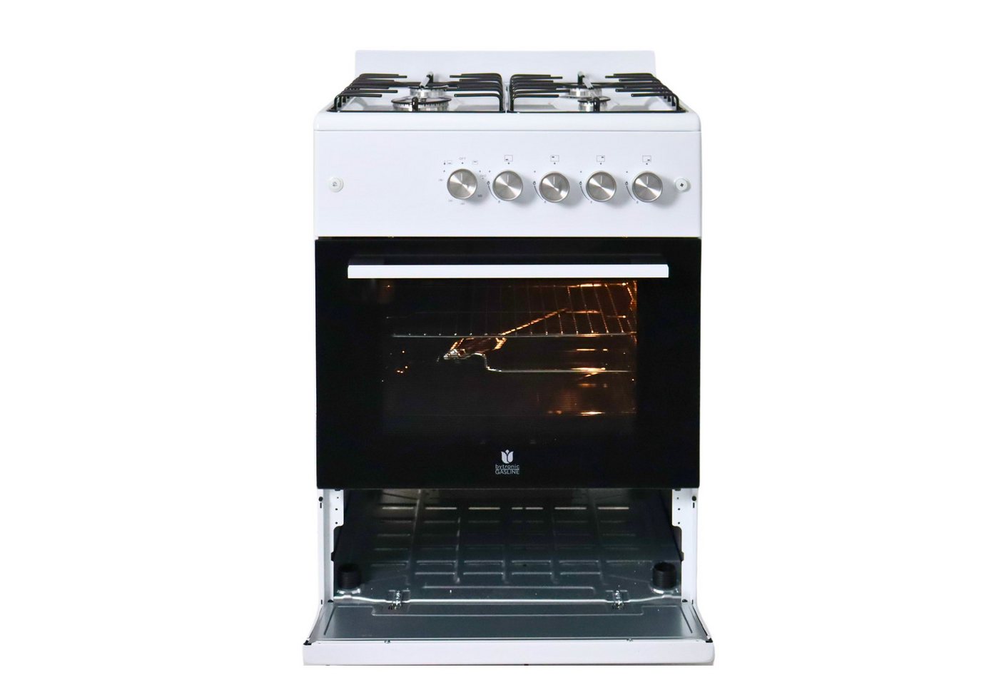 Gasline Gas-Standherd Gasbackofen mit Thermostat SHGG6060FG, weiß, Vollzündsicherung, 60 cm Breit, Grill, Umluft, LPG/Erdgas Bild 2