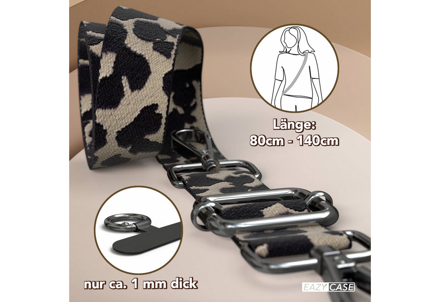 EAZY CASE Handykette Universal für alle Smartphones Boho/Wave/Leo Style, Universal Handyband Taupe Camouflage modern und stylisch Bild 2