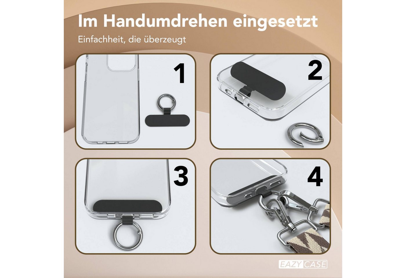 EAZY CASE Handykette Universal für alle Smartphones Boho/Wave/Leo Style, Smartphonekette kombinierbare Handyhülle abnehmbares Band Orange Grün Bild 2