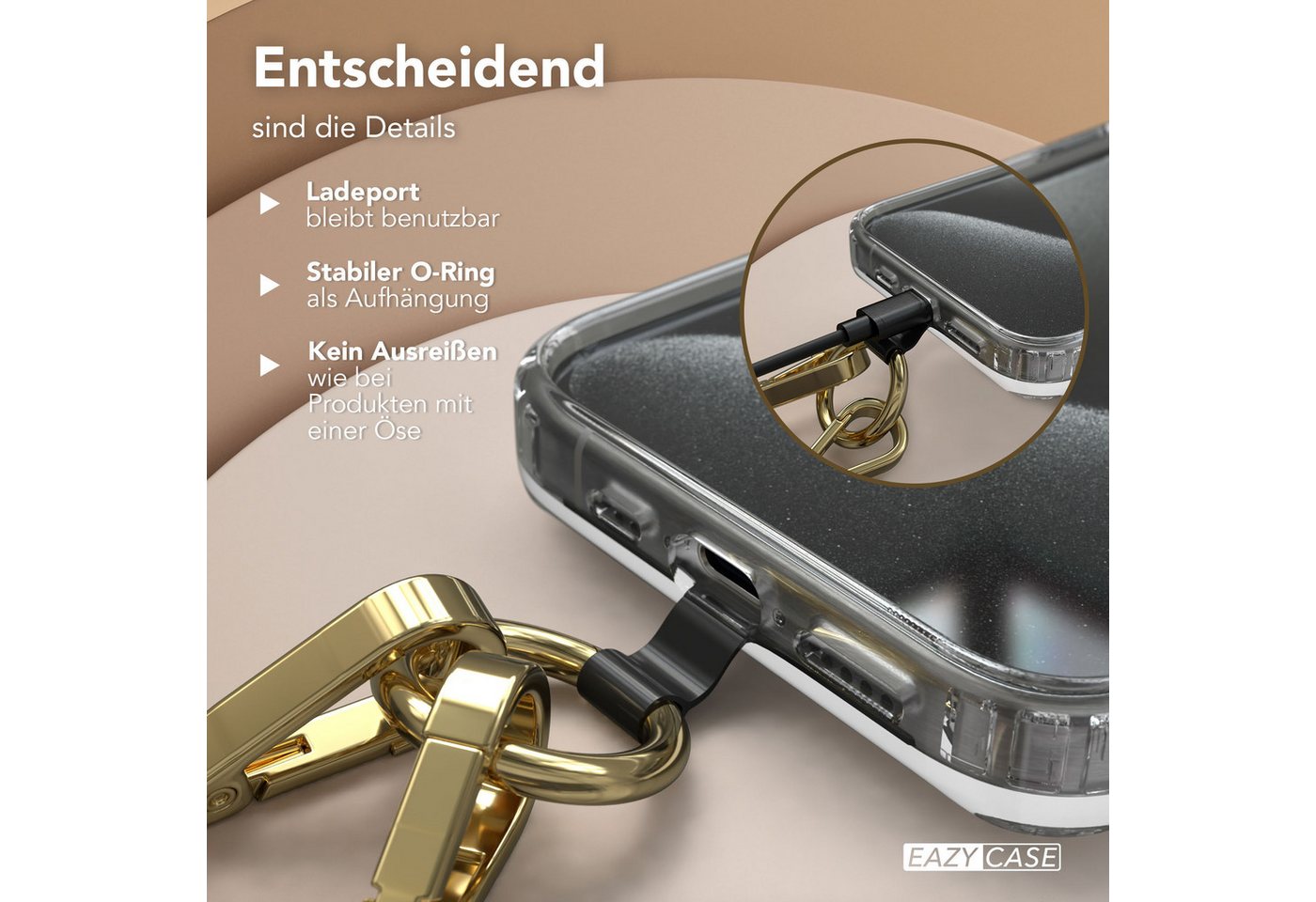 EAZY CASE Handykette Universal für alle Smartphones Boho/Wave/Leo Style, Universal Handyband Taupe Camouflage bequem um den Hals tragbar Bild 2