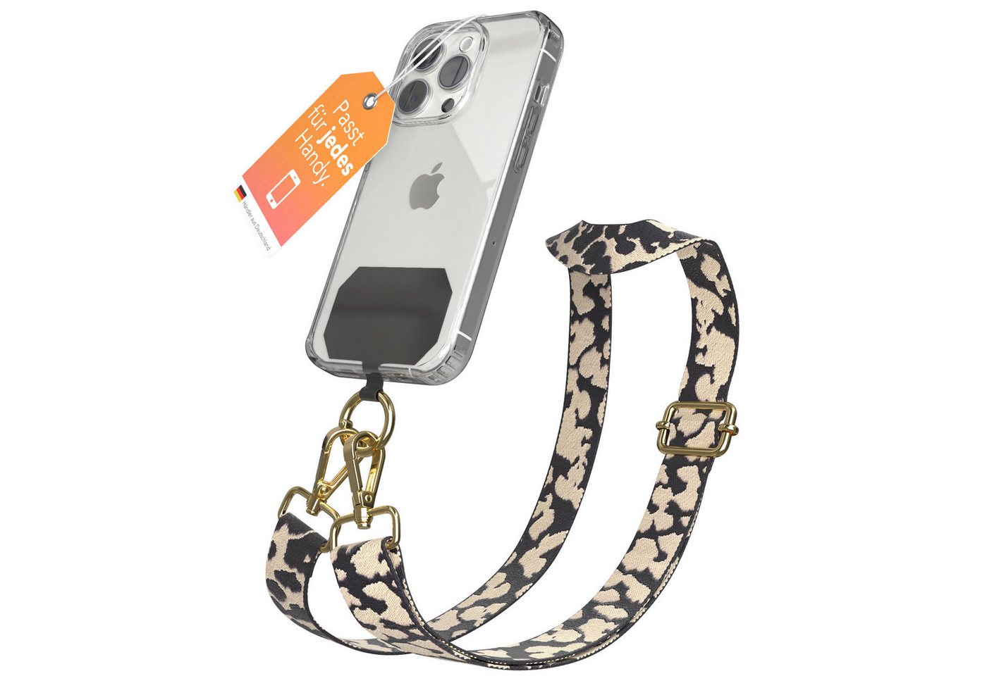 EAZY CASE Handykette Universal für alle Smartphones Boho/Wave/Leo Style, Universal Handyband Taupe Camouflage bequem um den Hals tragbar Bild 4