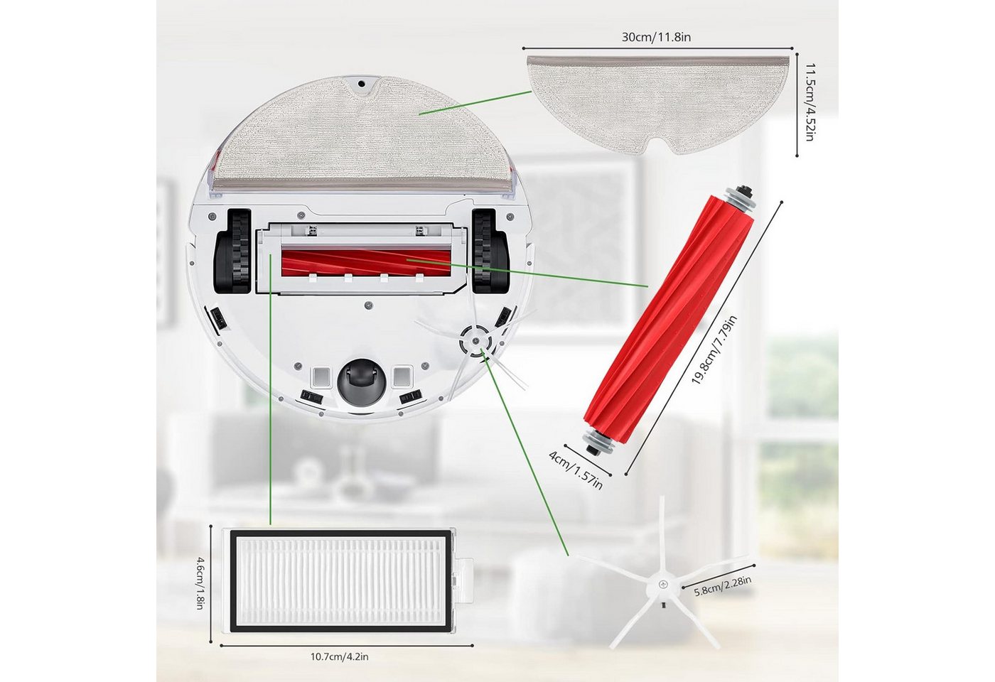 FELIXLEO Staubsaugerdüsen-Set Q7 MAX Ersatzzubehör Kompatibel mit Roborock Q7+/Q7 MAX/ Q7 MAX +, (13-tlg) Bild 4