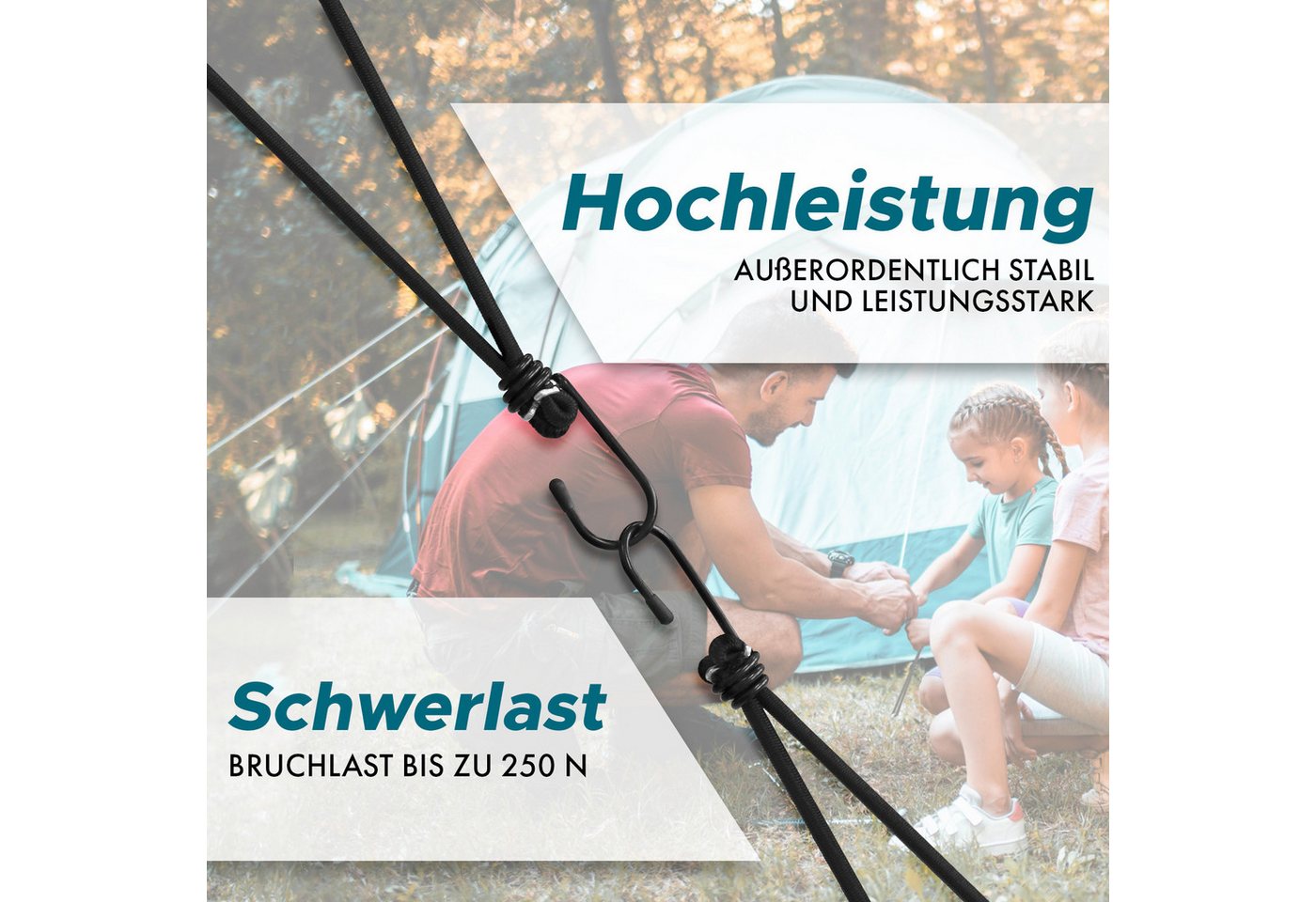 Kubus Spanngurt Spanngummi mit Stahlhaken, Multifunktional 20er Set