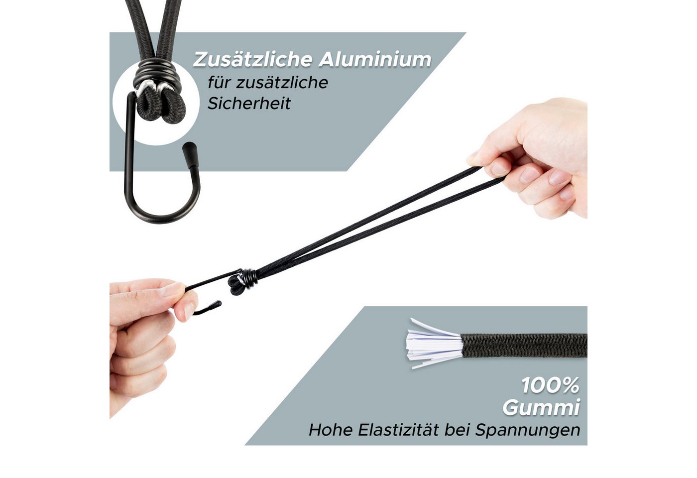 Kubus Spanngurt Spanngummi mit Stahlhaken, Multifunktional 20er Set Bild 3