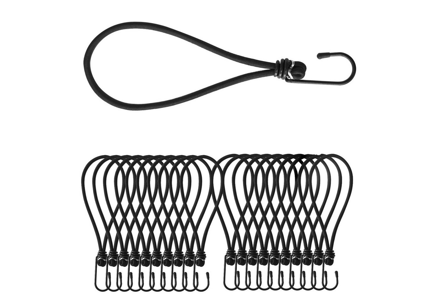 Karat Spanngurt Multifunktionale Spanngummis mit Stahlhaken 20er Set