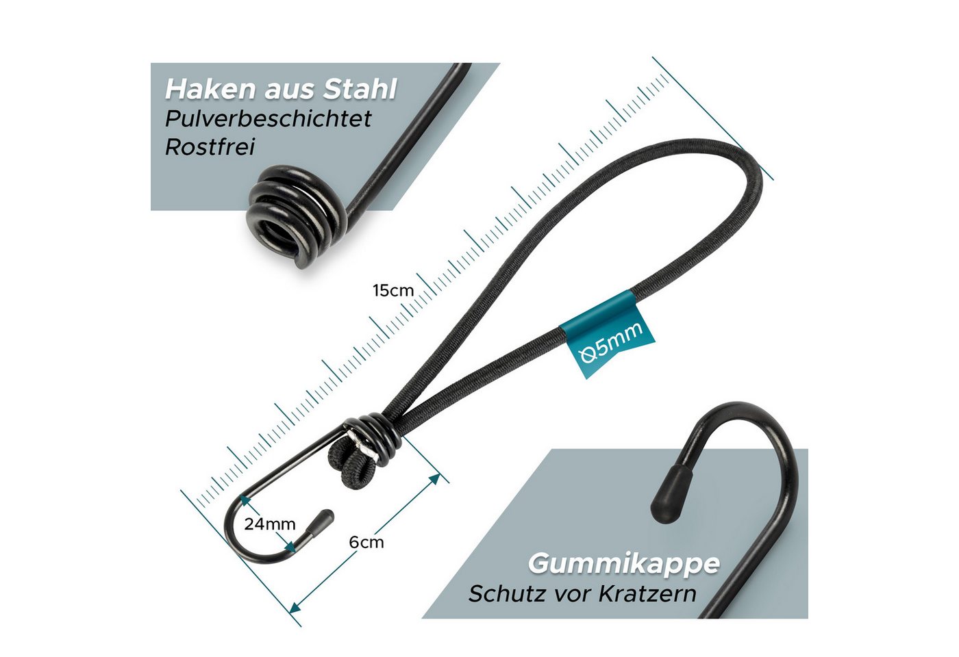 Karat Spanngurt Multifunktionale Spanngummis mit Stahlhaken 20er Set Bild 4