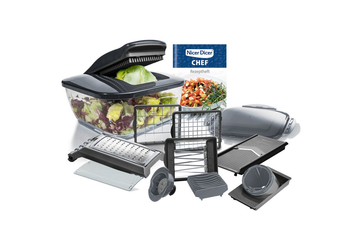 Genius Gemüseschneider Nicer Dicer Chef Gemüseschneider 15.tlg, Gemüsehobel Zwiebelschneider, ultra-scharfen G-NOX Edelstahl-Klingen, extra-große Schneidfläche Bild 4