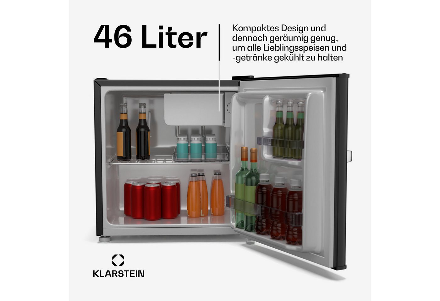 Klarstein Table Top Kühlschrank 10046478, 49.6 cm hoch, 47.4 cm breit, Bier Hausbar Getränkekühlschrank Hotel Mini Fridge Bild 2