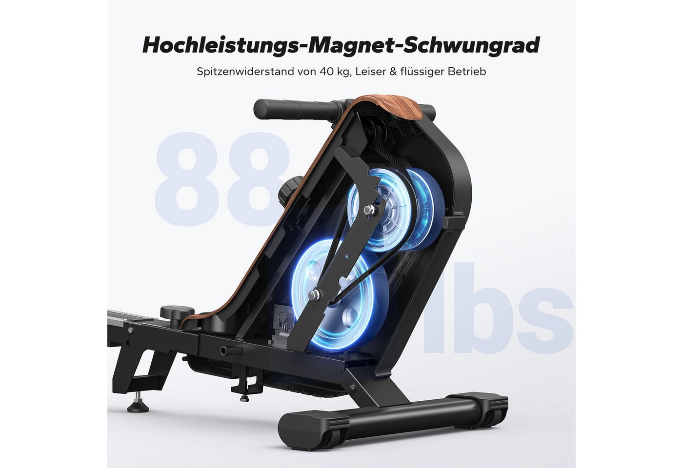 MERACH Rudergerät für Zuhause, Fitnessgeräte mit 16 Widerstandsstufen (Rudermaschine mit Bluetooth-Verbindung, klappbares Design, Kompatibel mit Kinomap, Tablet- und Flaschenhalter, LCD-Anzeige), Leise, Schnelle Montage, platzsparend, Belastbar bis 158 kg Bild 4
