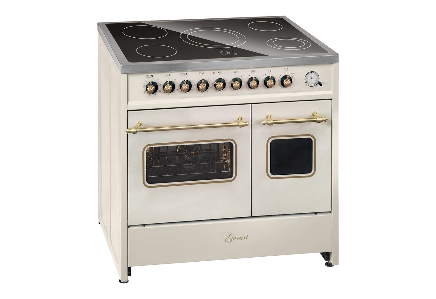 GURARI Elektro-Standherd Glaskeramik Herd 90 cm Creme Range Cooker Elektro Doppelbackofen+Dunstabzugshaube 90cm GCH E 912 DF Cr r+GCH C 046 BG 9.., mit 1-fach-Teleskopauszug Bild 3