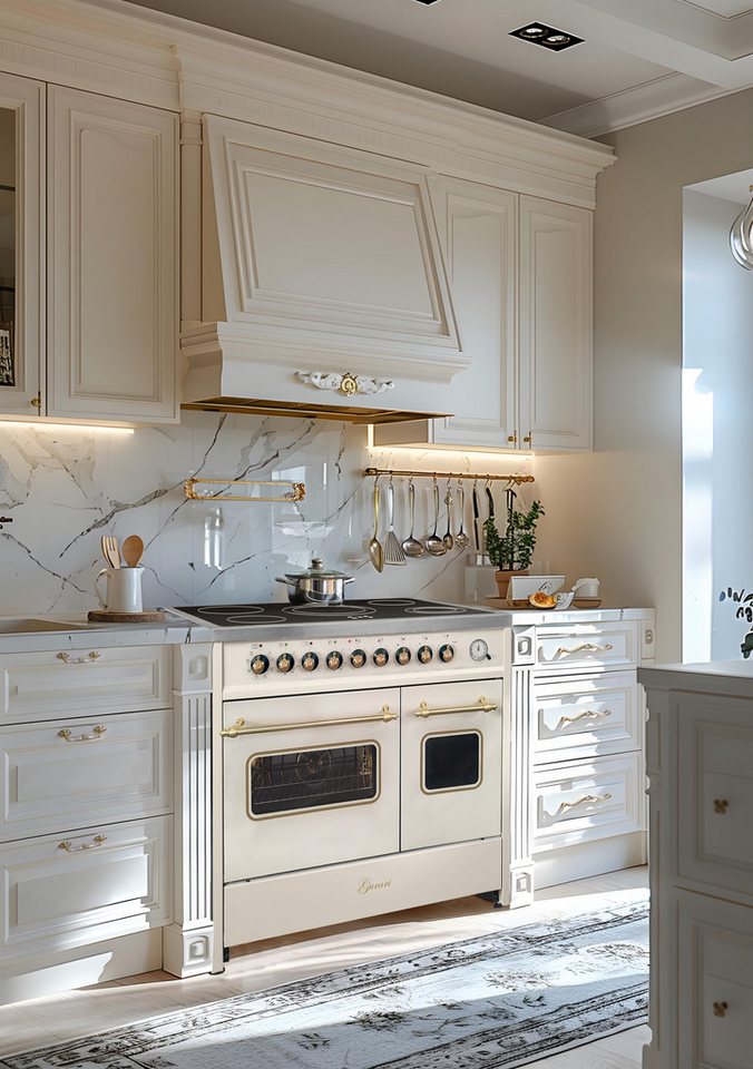 GURARI Elektro-Standherd Glaskeramik Herd 90 cm Creme Range Cooker Elektro Doppelbackofen+Dunstabzugshaube 90cm GCH E 912 DF Cr r+GCH C 046 BG 9.., mit 1-fach-Teleskopauszug Bild 4