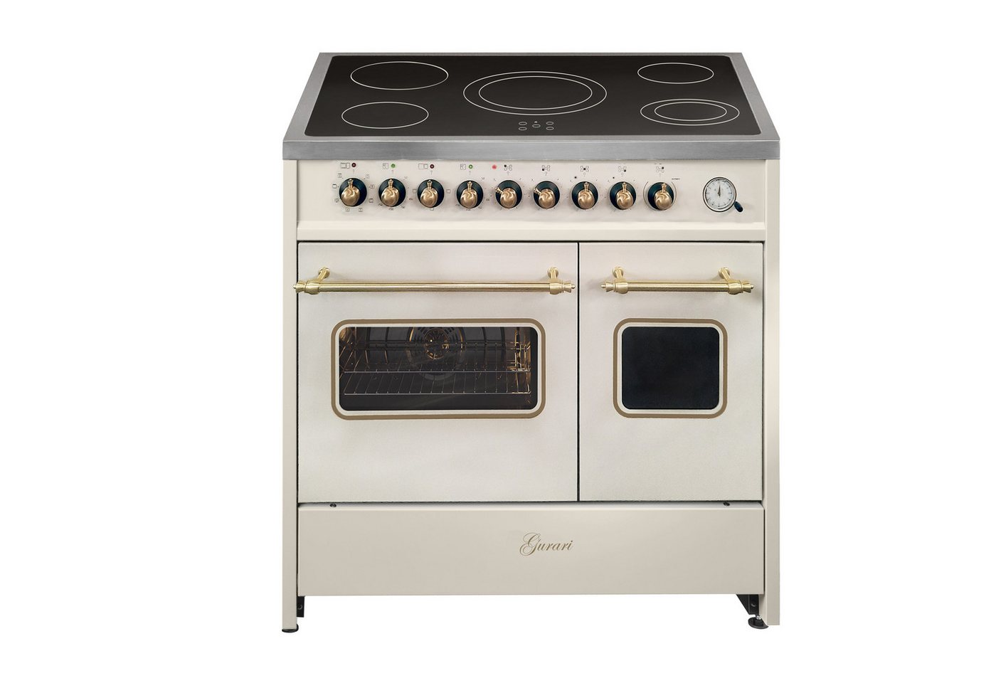 GURARI Elektro-Standherd Glaskeramik Herd 90 cm Creme Range Cooker Elektro Doppelbackofen+Dunstabzugshaube 90cm GCH E 912 DF Cr r+GCH C 046 BG 9.., mit 1-fach-Teleskopauszug Bild 5