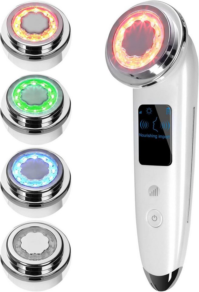 POPOLIC Mikrodermabrasionsgerät 4-in-1 Elektrischer Gesichtsmassagegerät für straffere Haut, Anti-Aging Hautpflege Werkzeug, straffende Hautpflege-Tools (weiß)