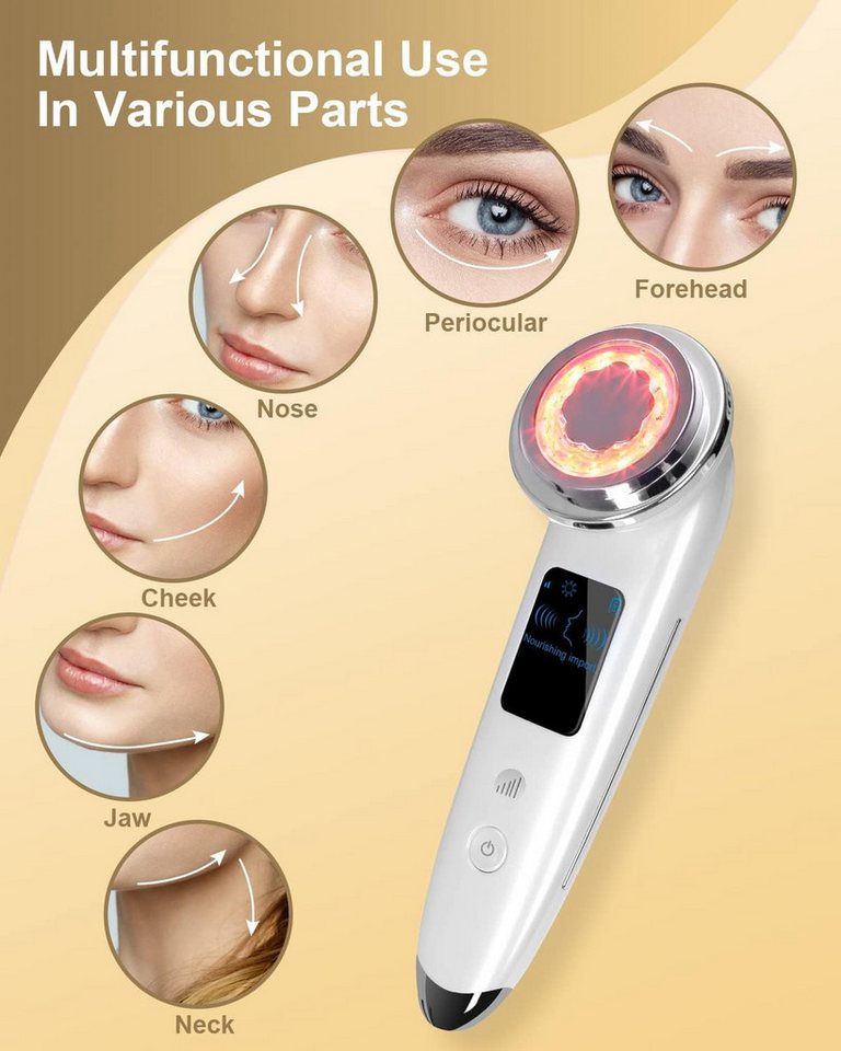 POPOLIC Mikrodermabrasionsgerät 4-in-1 Elektrischer Gesichtsmassagegerät für straffere Haut, Anti-Aging Hautpflege Werkzeug, straffende Hautpflege-Tools (weiß) Bild 4