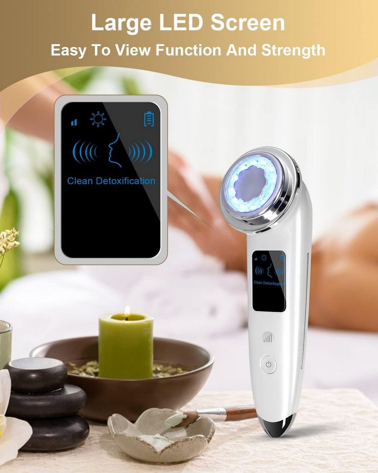 POPOLIC Mikrodermabrasionsgerät 4-in-1 Elektrischer Gesichtsmassagegerät für straffere Haut, Anti-Aging Hautpflege Werkzeug, straffende Hautpflege-Tools (weiß) Bild 5