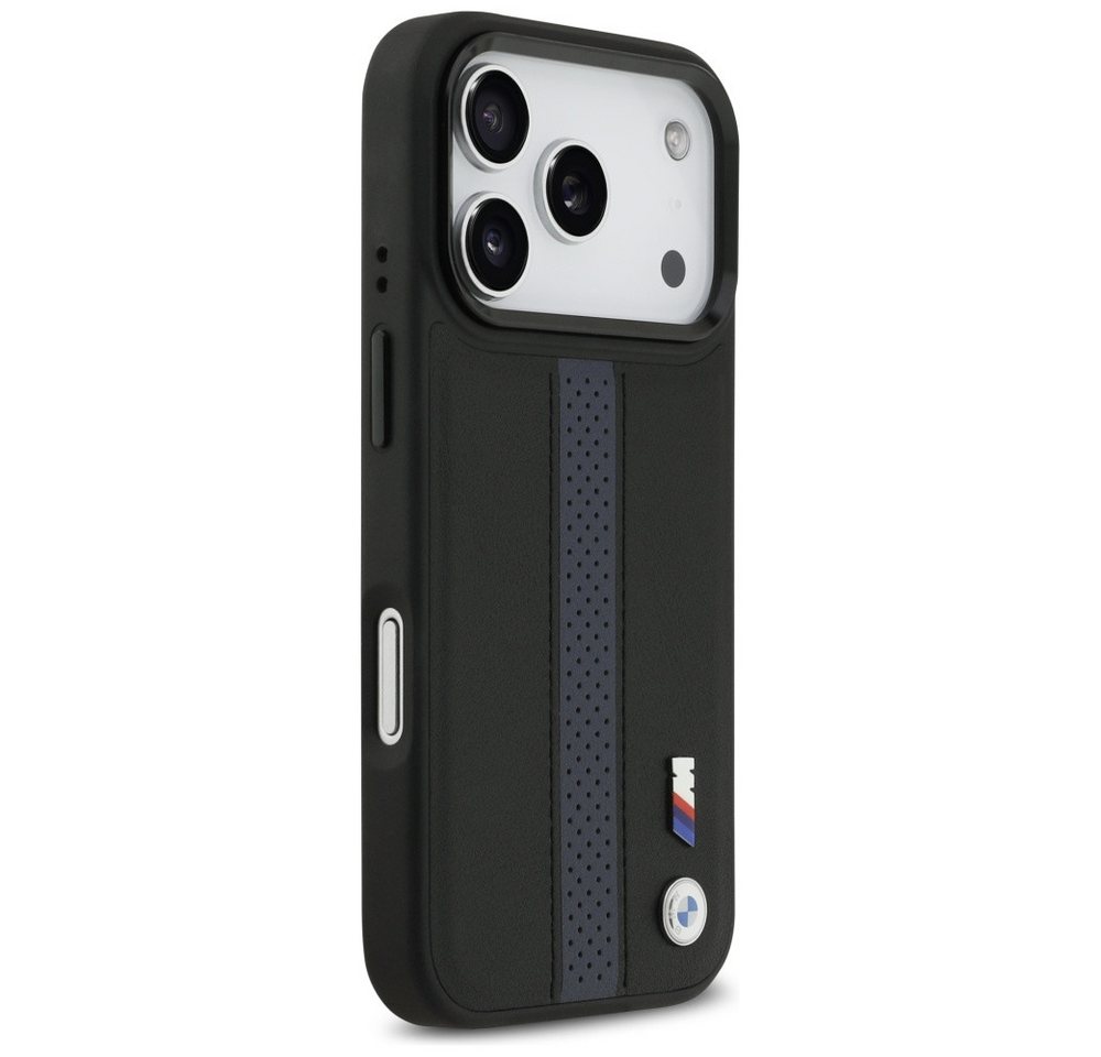 BMW Handyhülle MagSafe iPhone 17 Pro Kunstleder schwarz blau Logo Metall 6,3 Zoll, Kantenschutz Bild 2
