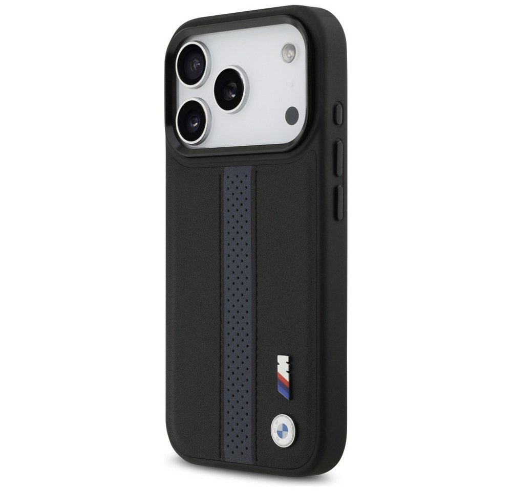 BMW Handyhülle MagSafe iPhone 17 Pro Kunstleder schwarz blau Logo Metall 6,3 Zoll, Kantenschutz Bild 5