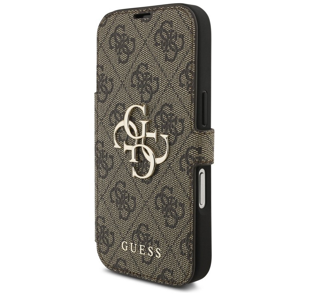 Guess Handyhülle Bookcase iPhone 17 Pro braun Logo goldfarben aufstellbar 6,3 Zoll, Kantenschutz Bild 2