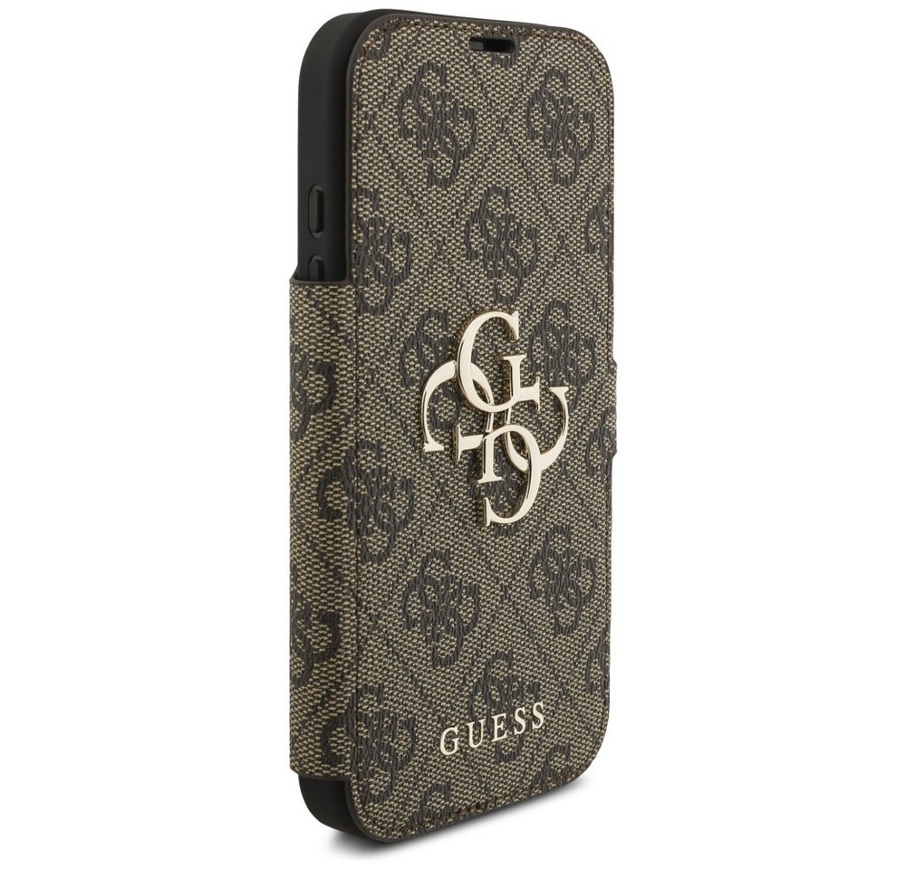 Guess Handyhülle Bookcase iPhone 17 Pro braun Logo goldfarben aufstellbar 6,3 Zoll, Kantenschutz Bild 4