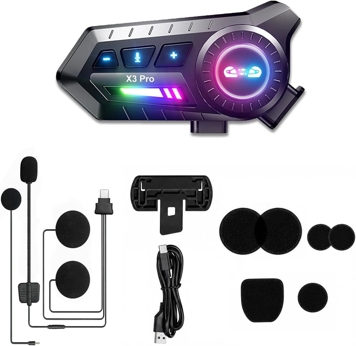 Forrlite Motorradhelm Helm Headset,Motorrad Bluetooth Headset mit 1000mah IP67 wasserdicht (ntegriertes FM-Radio), Motorrad Intercom Headset,Einseitiger Kopfhörer,Bluetooth-Kopfhörer Bild 2