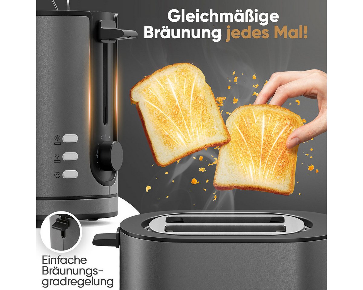 ProfiCook Toaster PC-TA 1291, Toaster 2 Scheiben mit Brötchenaufsatz, 900W Bild 2