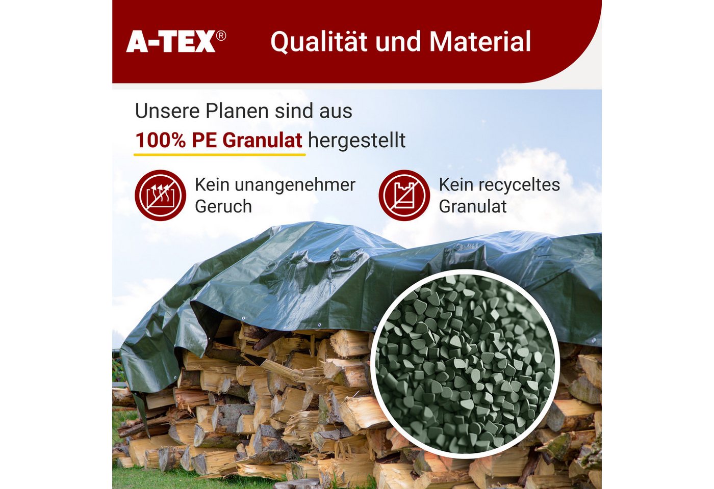 A-TEX® Schutzplane Abdeckplane Gewebeplane Plane mit Ösen 90 g/m² weiß 3 x 4 m