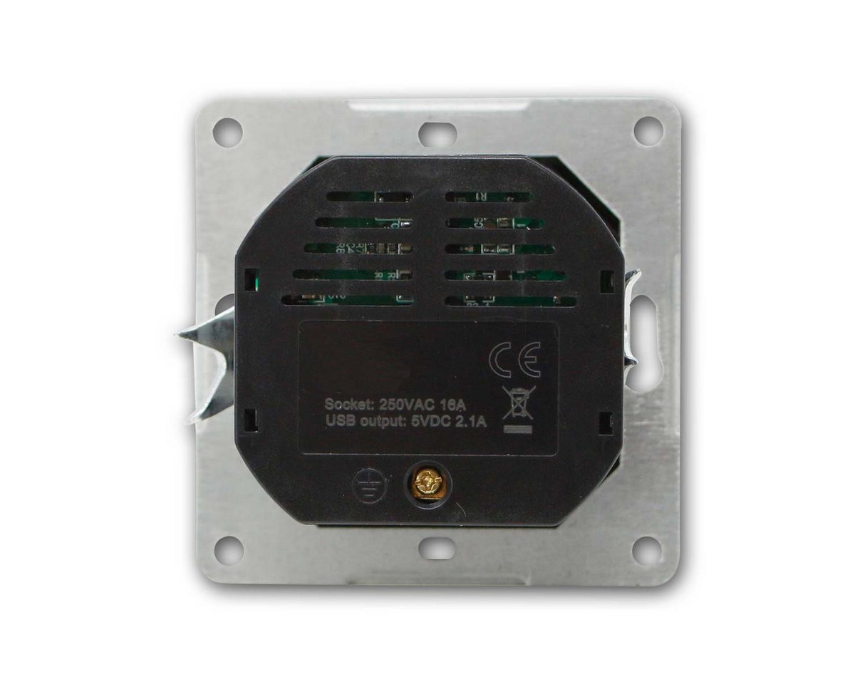 McPower FLAIR Schutzkontakt-Steckdose mit 2x USB, oRahmen USB-Kabel