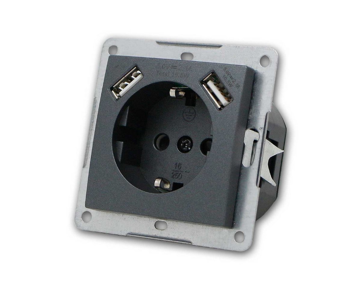 McPower FLAIR Schutzkontakt-Steckdose mit 2x USB, oRahmen USB-Kabel Bild 5