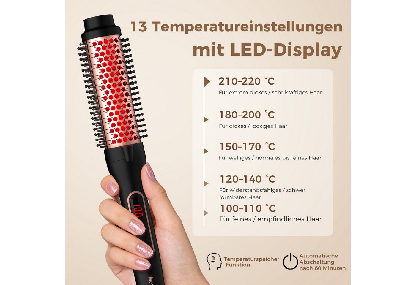 Teendow Warmluftbürste Warmluftbürste C9310-38 3-in-1 Airstyler mit Ionen Infrarot Bild 3
