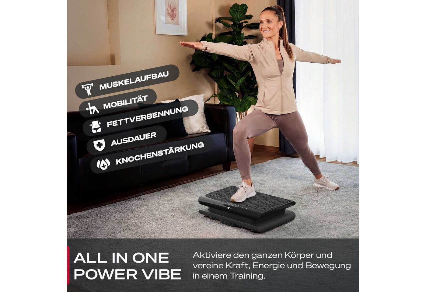 Sportstech Vibrationsplatte sVibe Lite, 200 W, 99 Intensitätsstufen Bild 3